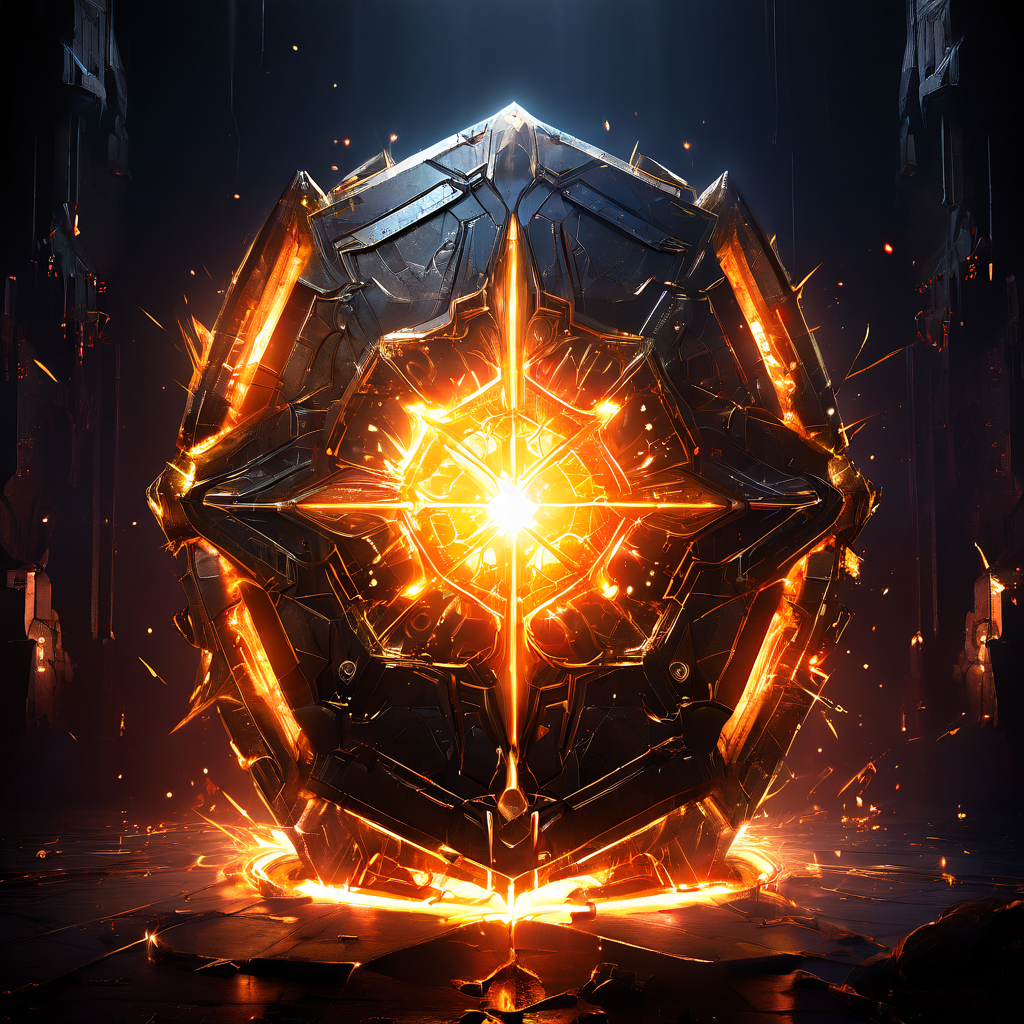 분산형 네트워크를 보호하는 견고한 방어막에 막대한 비용이 드는 해킹 시도가 실패하며, 블록체인 보안 시스템의 강력한 무결성을 상징적으로 표현한 이미지입니다.