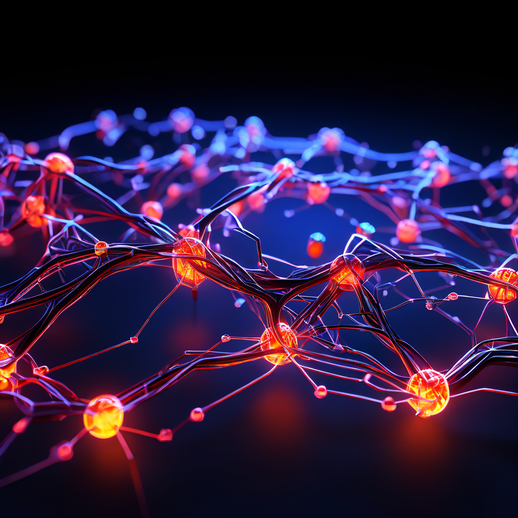 복잡한 방향성 비순환 그래프(DAG)의 3D 시각화로, 빛나는 노드와 흐르는 데이터 흐름이 계산 효율성과 빠른 처리 속도를 명확하게 구현해 보여줍니다.