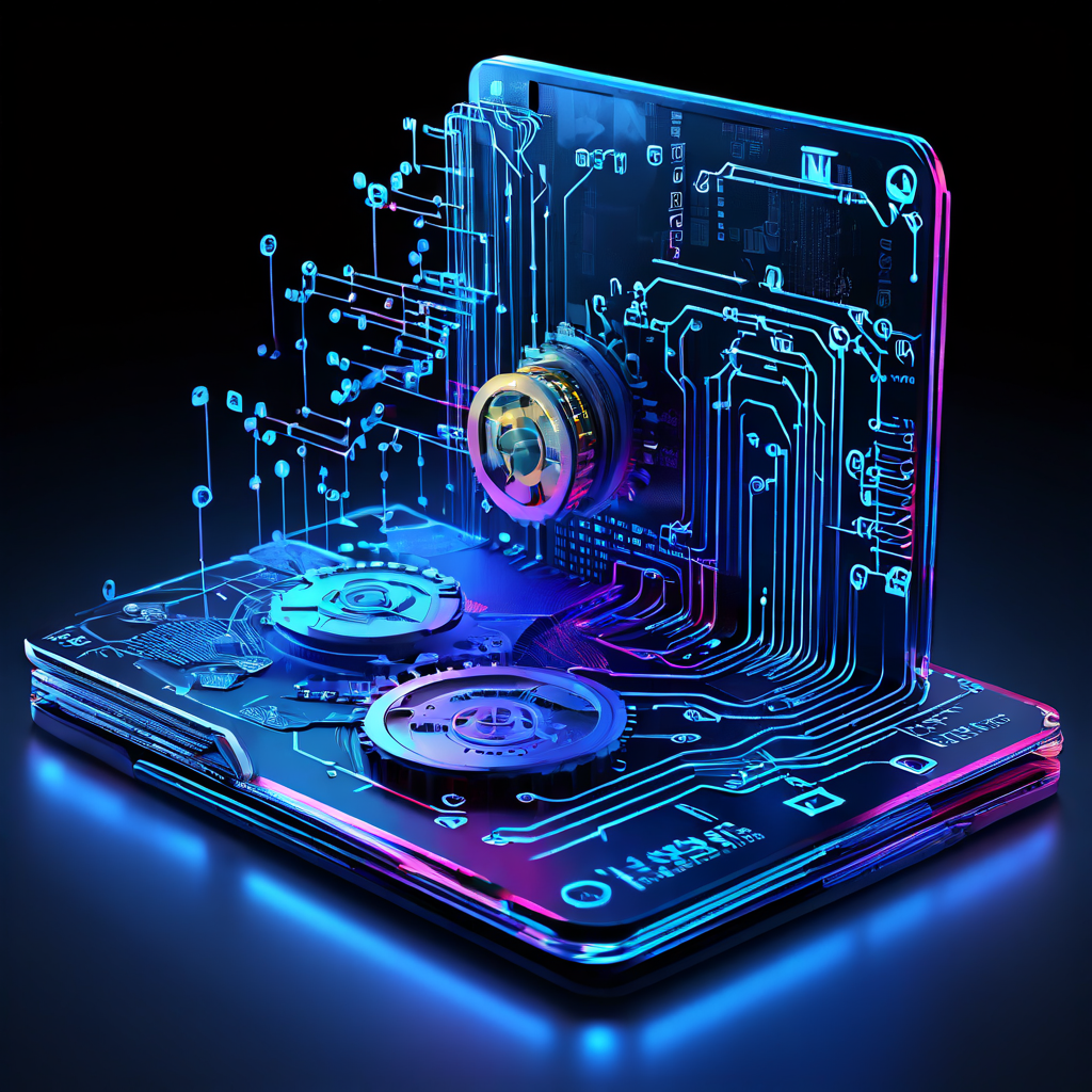 지갑 주소가 레지스트리 시스템과 리졸버에 의해 디코딩되는 기술적 과정을 톱니바퀴와 데이터 흐름으로 시각화한 블록체인 주소 변환 구조 다이어그램입니다.