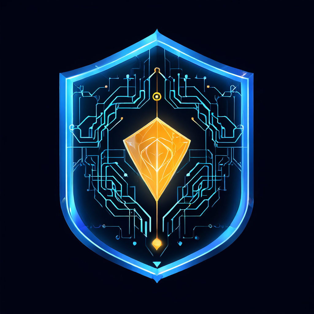 알고랜드의 순수 지분증명 방식을 보안 강화의 핵심으로 삼아 블록체인을 보호하는 디자인 철학을 보여주는 개념도로, 방패 구조가 안전한 코어를 감싸고 그 원리가 토대를 이루는 흐름을 설명합니다.