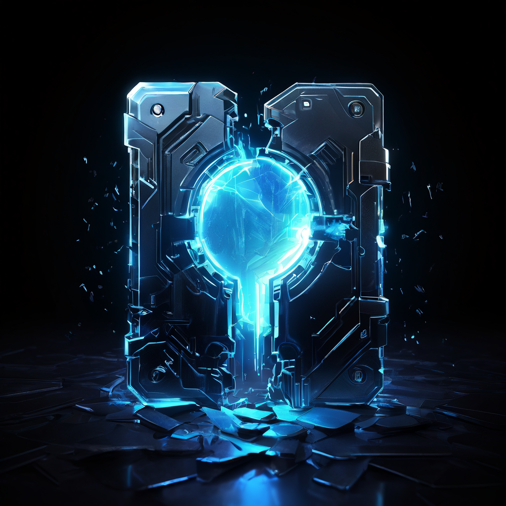 디지털 자산의 완전한 소실을 상징하는 빛나는 디지털 열쇠가 산산조각 나며, 투명한 지갑 아이콘이 비워진 채 사라지는 모습을 표현한 이미지입니다.