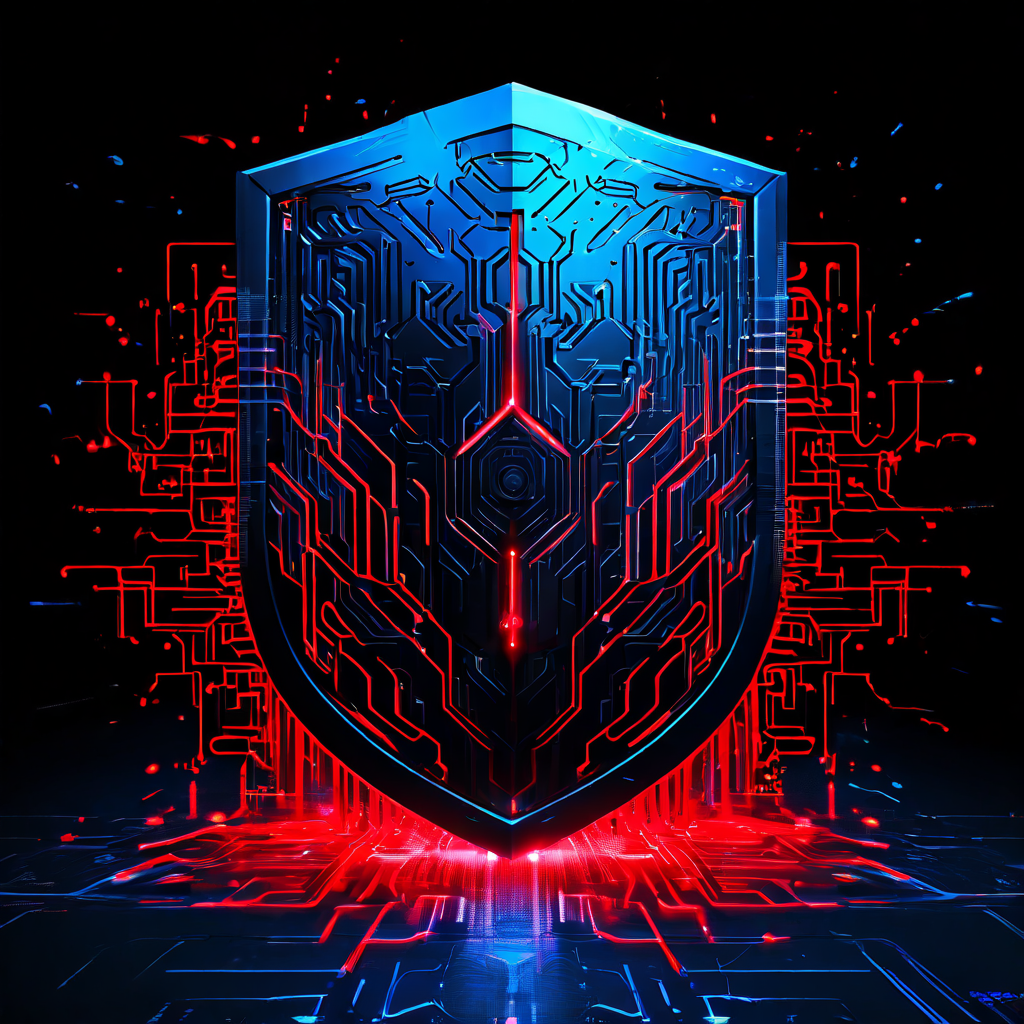 디지털 방패가 적색 데이터 스트림을 탐지하는 동안 은밀한 청색 패턴이 빠져나가며 심리적 압박과 회피 전술을 상징적으로 표현한 개념 이미지입니다.