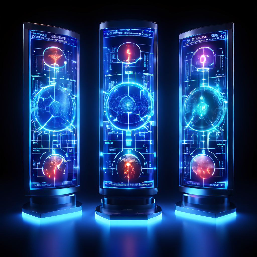 디지털 시스템의 네 가지 핵심 요소가 서로 연결되어 있으며 각 요소의 진단 상태가 실시간으로 점검되고 있는 모습을 보여주는 디지털 진단 화면입니다.