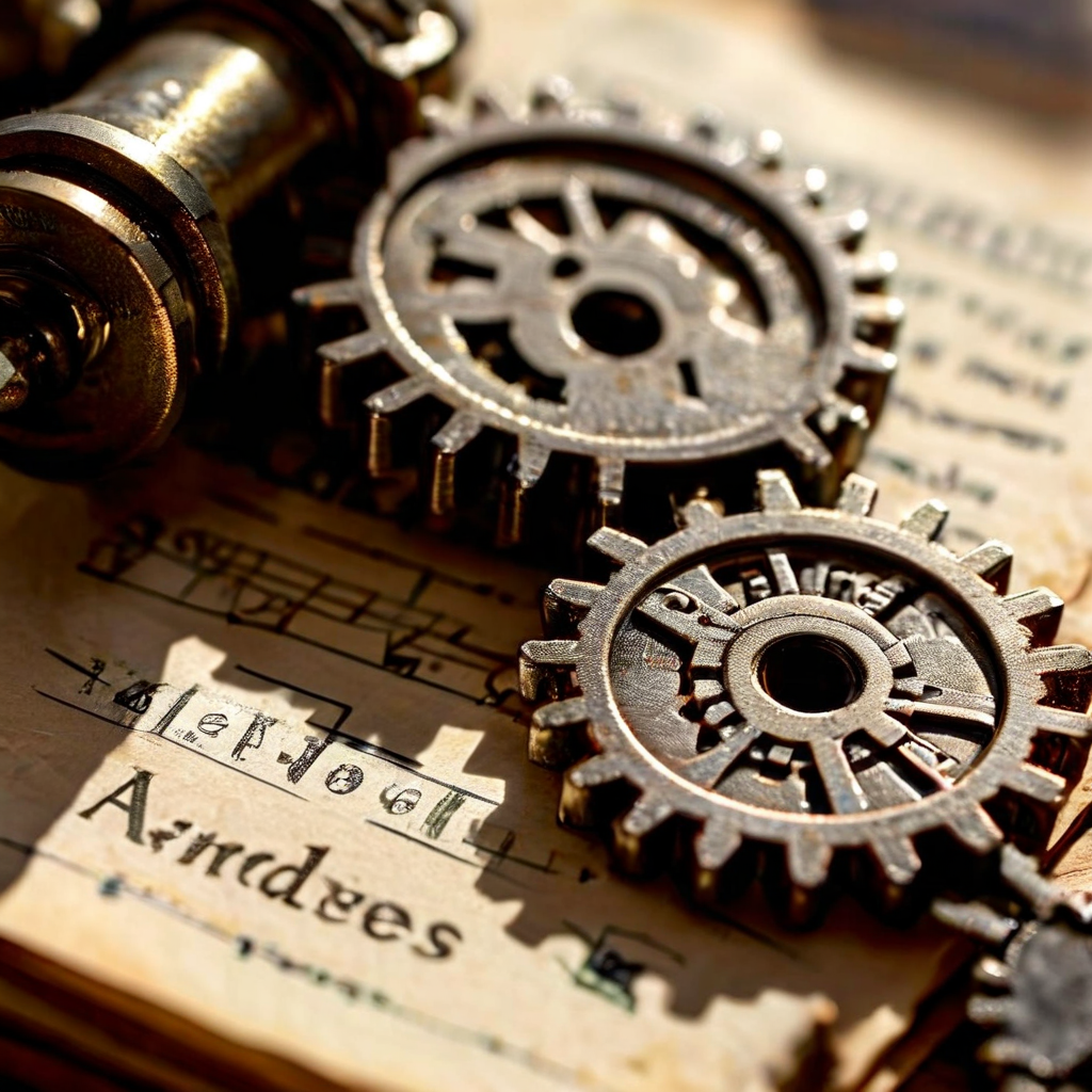 주소 키가 복잡한 법률 문서와 기어 장치 위에 올려져 있어 주소 정보가 법적 시스템과 정교하게 연동되는 과정을 상징적으로 표현한 이미지입니다.